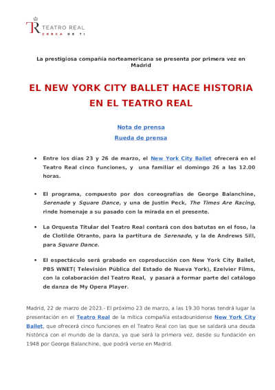 El New York City Ballet hace historia en el Teatro Real de Madrid | Danza Ballet
