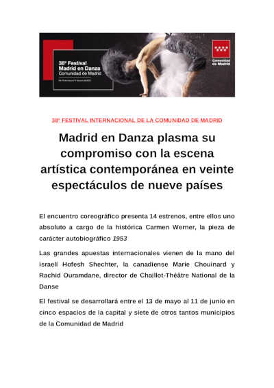 Madrid en Danza plasma su compromiso con la escena artística contemporánea | Danza Ballet