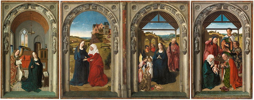 Dieric Bouts. Tríptico de la vida de la Virgen Hacia 1445. Museo del Prado