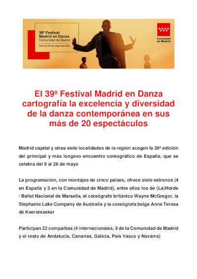 El 39º Festival Madrid en Danza cartografía la excelencia y diversidad de la danza contemporánea | Danza Ballet El 39º Festival Madrid en Danza cartografía la excelencia y diversidad de la danza contemporánea | Danza Ballet