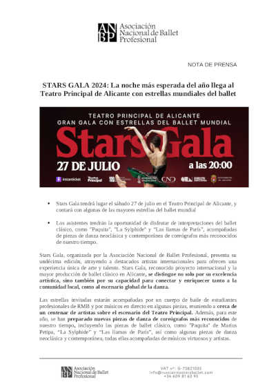 STARS GALA 2024: La noche más esperada del año llega al Teatro Principal de Alicante con estrellas mundiales del ballet | Danza Ballet
