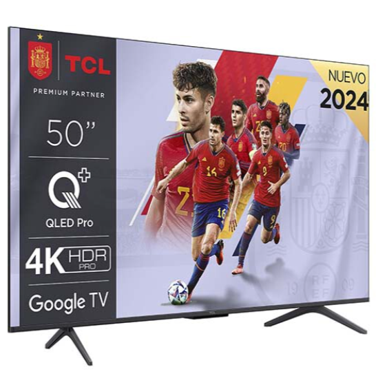 TV QLED Pro 127cm (50") TCL 50C655, 4K Ultra HD, Smart TV Google TV, compatible con Google Assistant

