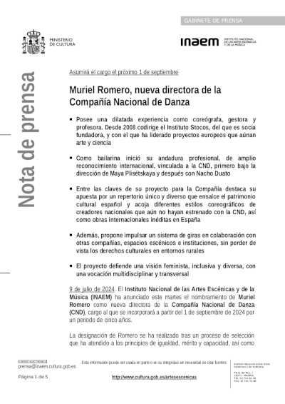 Muriel Romero, nueva directora de la Compañía Nacional de Danza | Danza Ballet