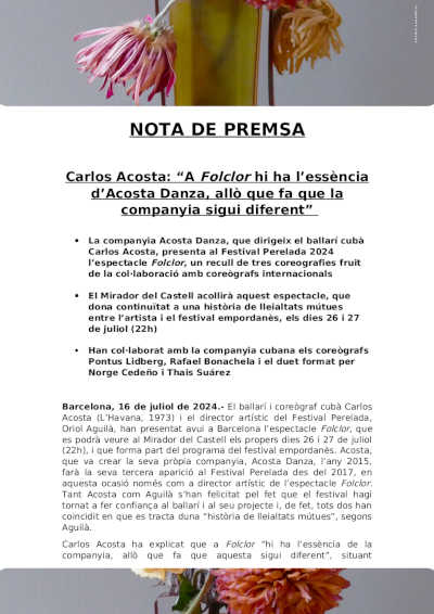 Carlos Acosta: “En Folclor está la esencia de Acosta Danza, lo que hace que la compañía sea diferente” | Danza Ballet