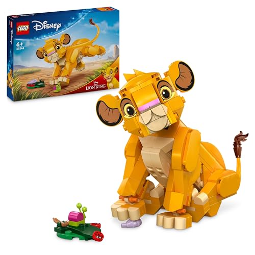 Lego | Disney El Rey León: Simba Cachorro Juguete Infantil de Construcción, Idea de Regalo para Niñas y Niños de 6 Años o Más, Maqueta Articulada, Decoración del Dormitorio y Estantería 43243