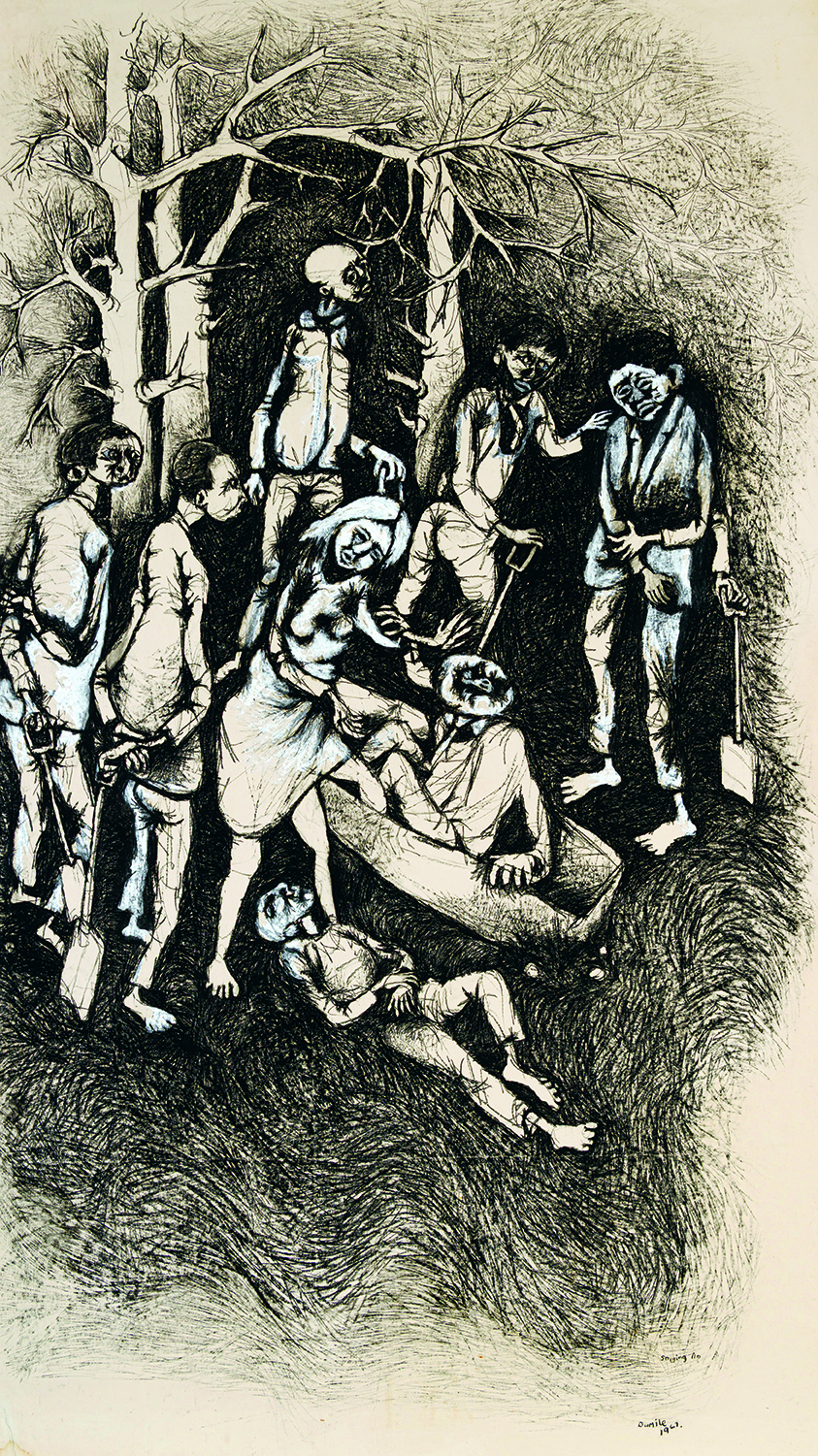 Dumile Feni, Saying no, 1967. Charcoal on paper, 180 × 101 cm. © Estate Dumile Feni and Dumile Feni Family Trust