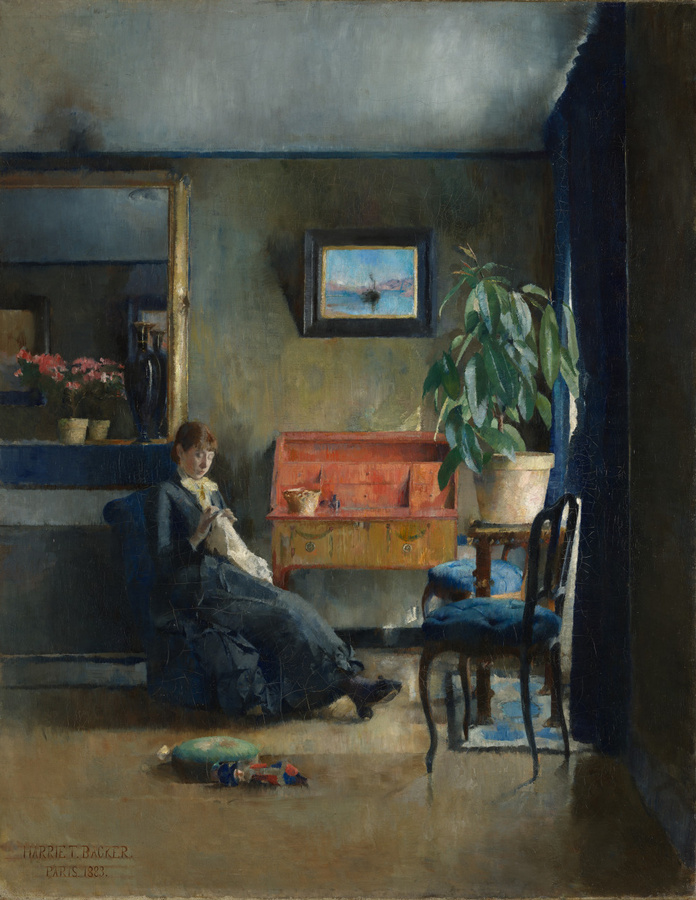 Harriet Backer. Interior azul, 1883. © Oslo, Nasjonalmuseet for kunst, arkitektur og design