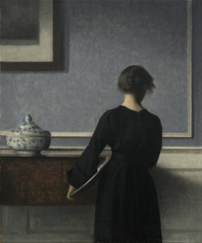 Vilhelm Hammershøi.Interior, mujer vista de espaldas, hacia 1904. Randers Kunstmuseum, Randers
