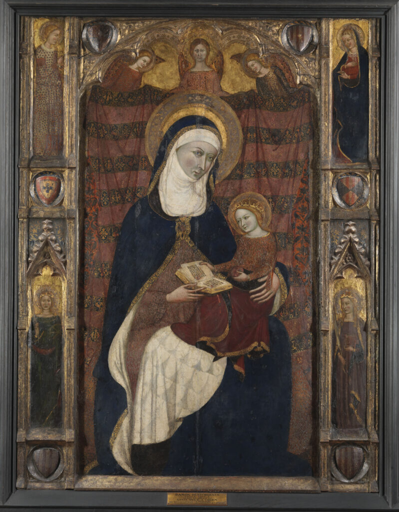 Ramón Destorrents, con intervención de Ferrer Bassa y Arnau Bassa . Santa Ana enseñando a leer a la Virgen, hacia 1343-1358. Museu Nacional de Arte Antiga, Lisboa