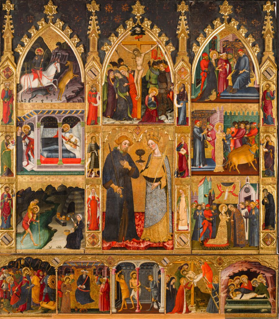 Pere Serra y Jaume Serra. Retablo de San Julián y santa Lucía, 1384-1385. Monasterio de la Resurrección, Canonesas del Santo Sepulcro, Zaragoza