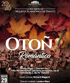 Cultura acompañada: Se realizará tercer concierto de temporada de la Orquesta Filarmónica de Temuco: “Otoño Romántico”