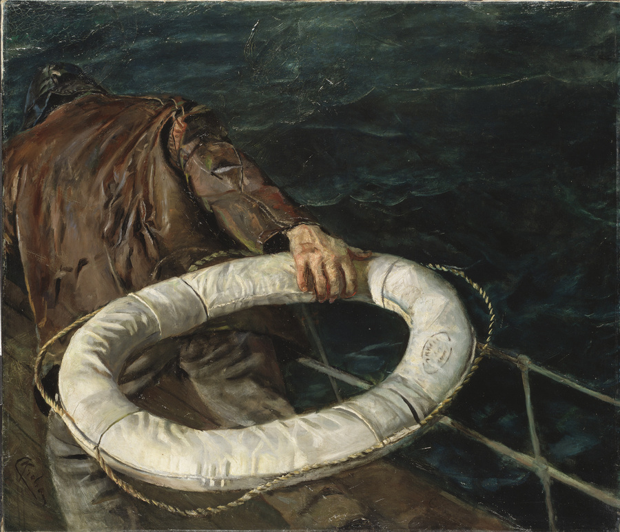 Christian Krohg. Un hombre en el mar, 1906.  Museo Nacional de Oslo
