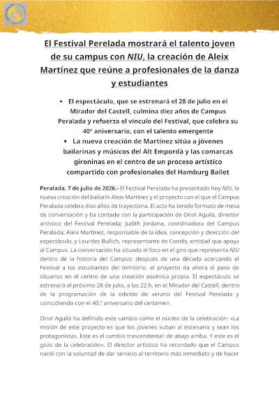NIU en Festival Perelada: Aleix Martínez une Campus Perelada y Hamburg Ballet
