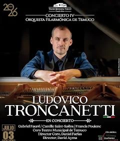 Pianista italiano Ludovico Troncanetti tocara por primera vez en Chile junto a la Orquesta Filarmónica de Temuco